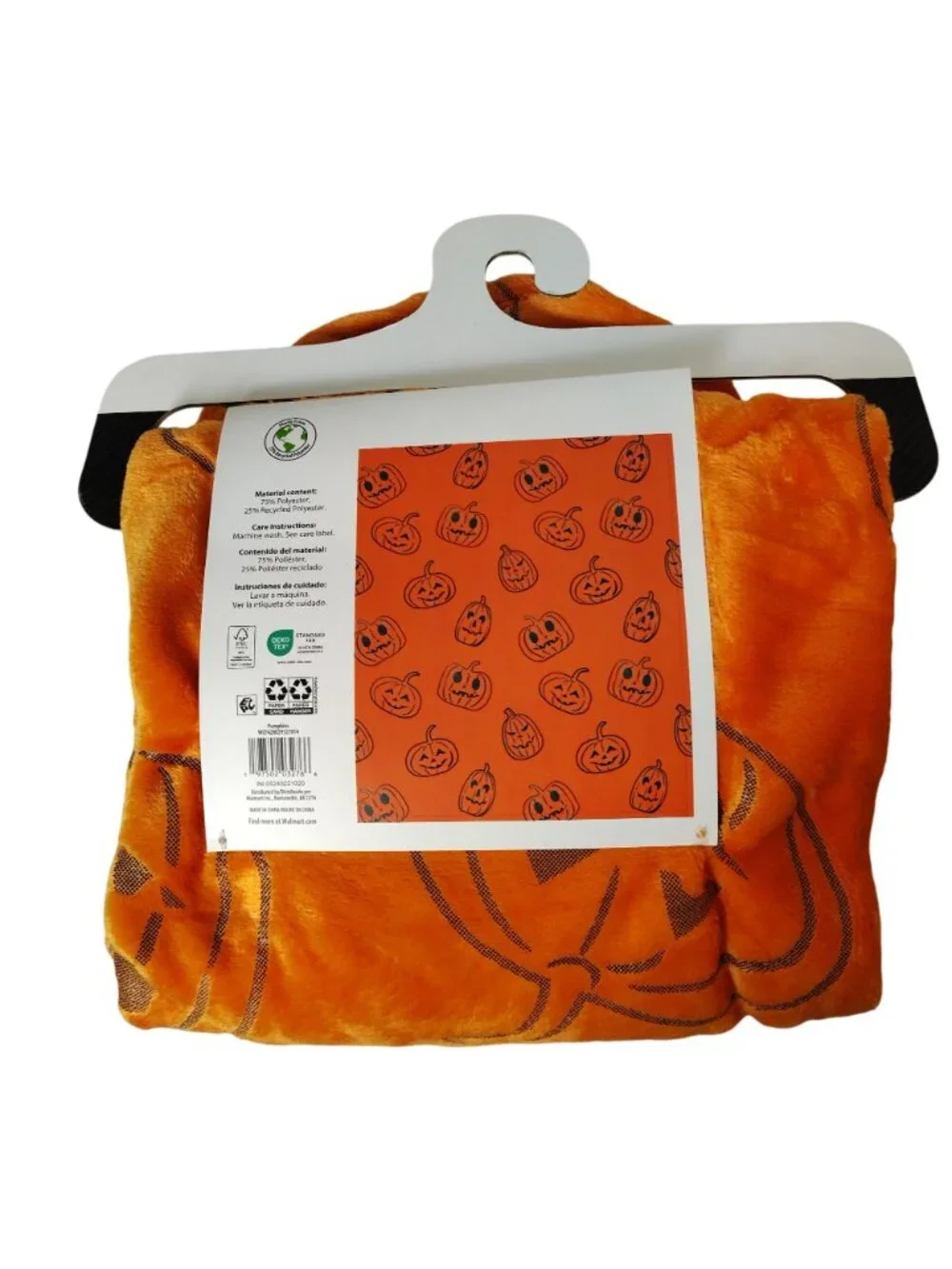 Halloween Velvet Plush Throw Blanket 50x60 in. Orange and Black Pumpkin Pattern